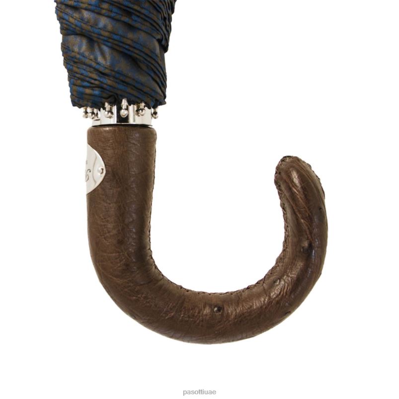 مظلة | 64 52682-3 s - مظلة قابلة للطي باللونين البني والبحري ومصنوعة من جلد النعام PASOTTI Z446V188